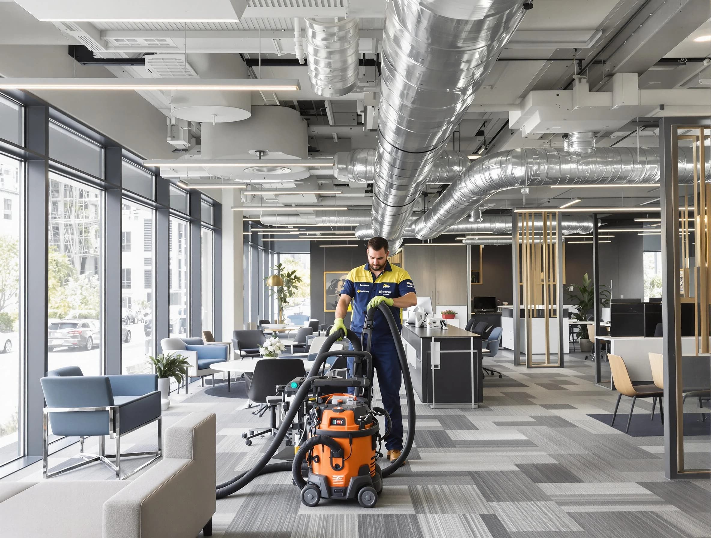 Castle Pines Village Air Duct Cleaning team performing thorough commercial duct cleaning at a Castle Pines Village business center