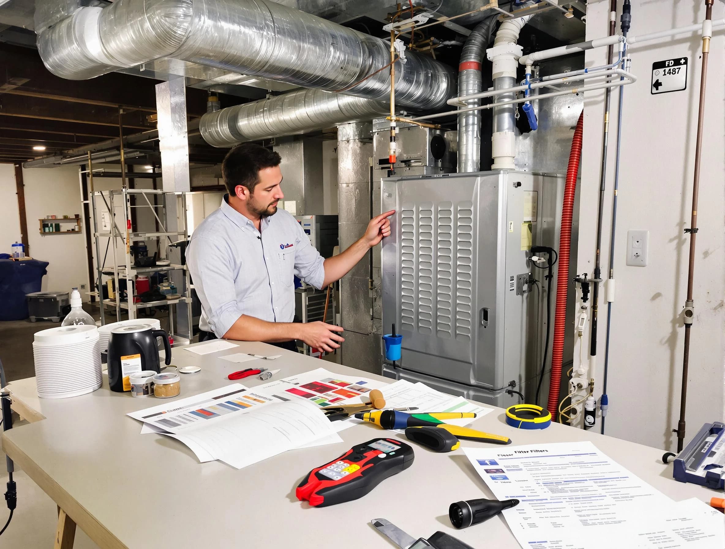 Castle Pines Village Air Duct Cleaning inspector conducting detailed filter system evaluation using professional diagnostic tools in Castle Pines Village