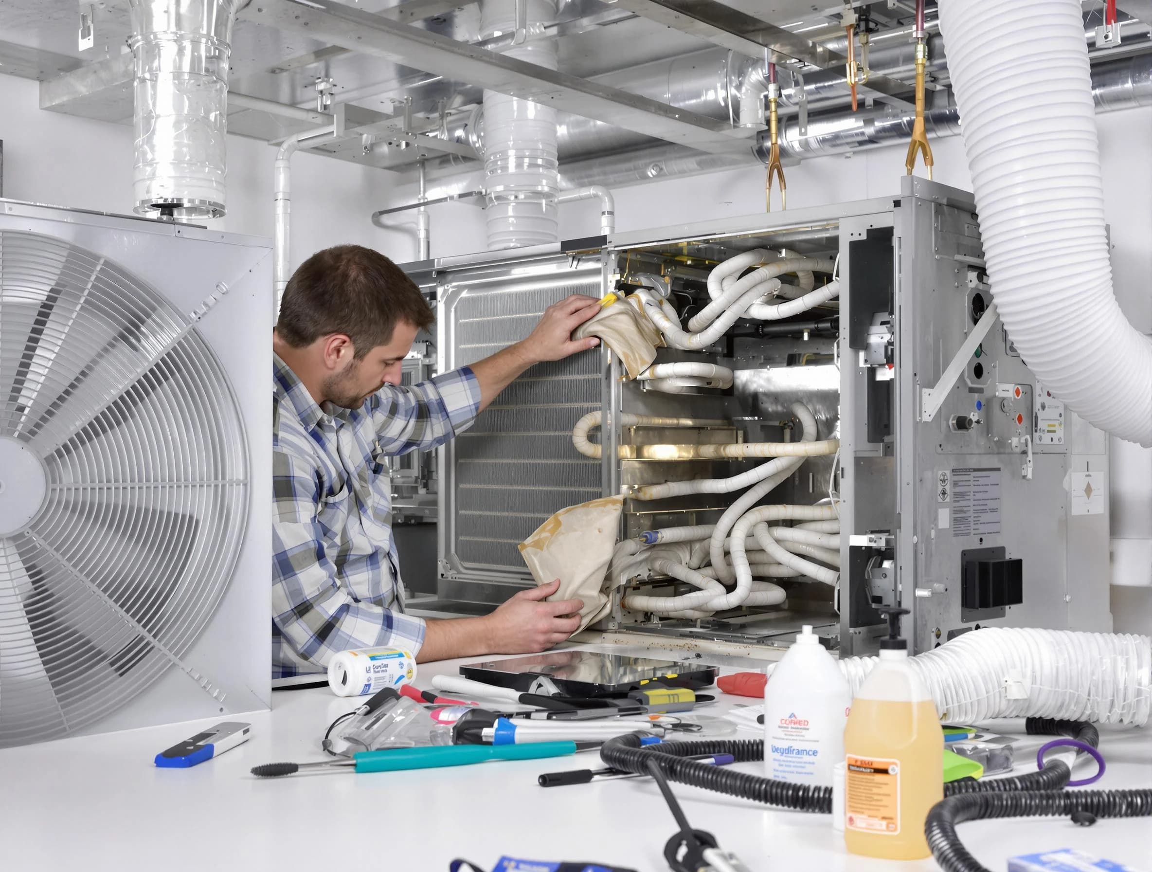 Castle Pines Village Air Duct Cleaning specialist performing precision AC coil cleaning in Castle Pines Village