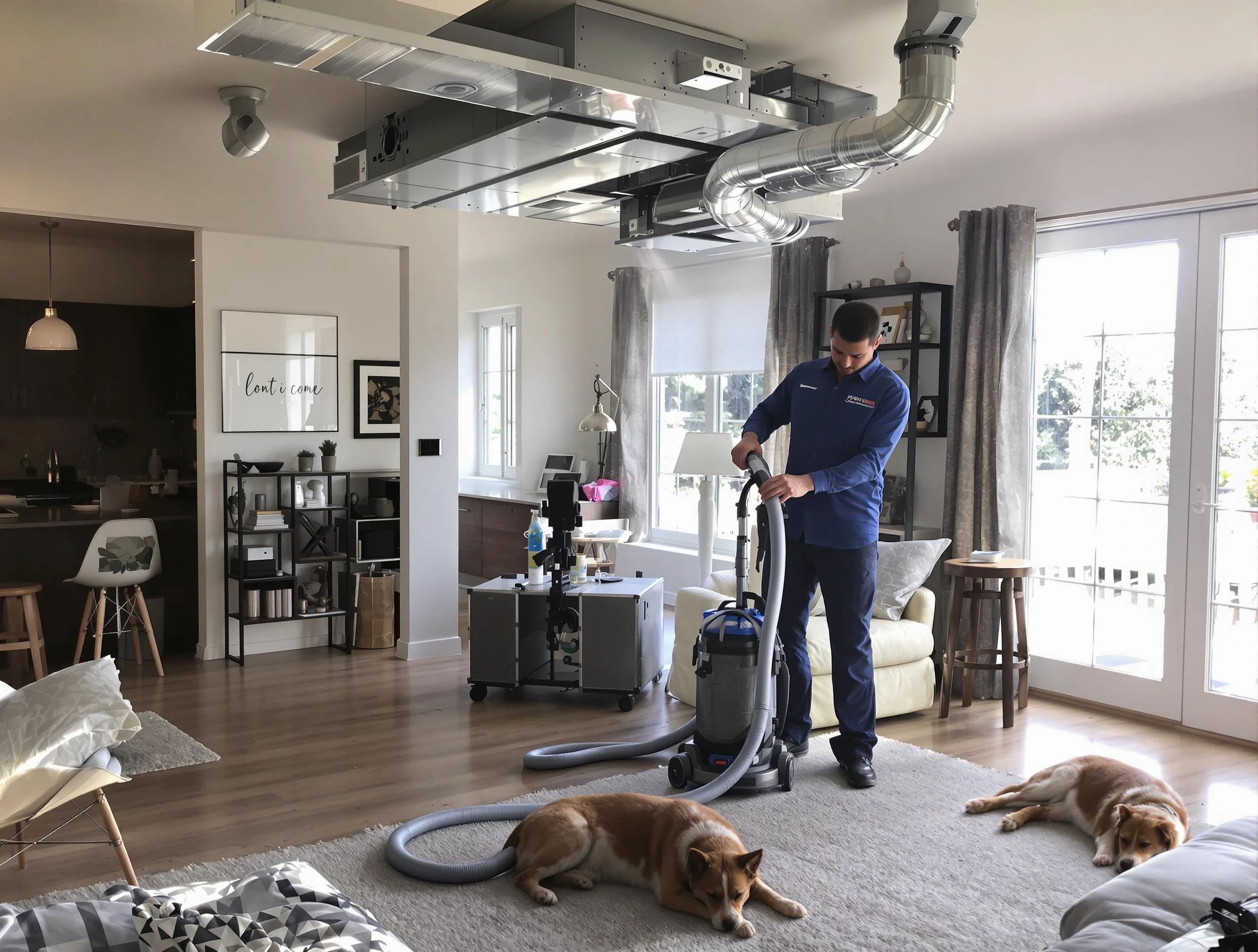 Castle Pines Village Air Duct Cleaning technician performing detailed indoor duct cleaning for improved air quality in Castle Pines Village